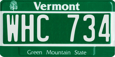 VT license plate WHC734