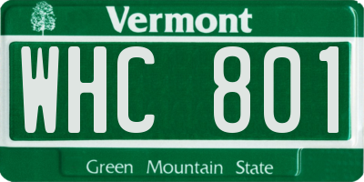 VT license plate WHC801