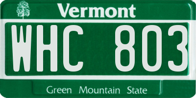 VT license plate WHC803