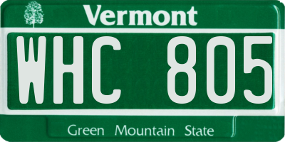 VT license plate WHC805