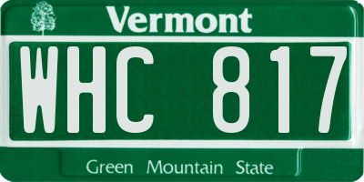 VT license plate WHC817