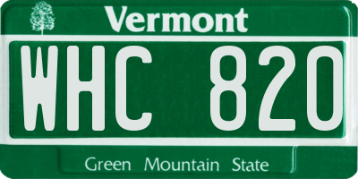 VT license plate WHC820