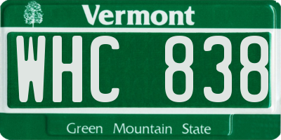 VT license plate WHC838