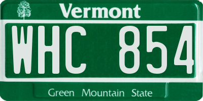 VT license plate WHC854