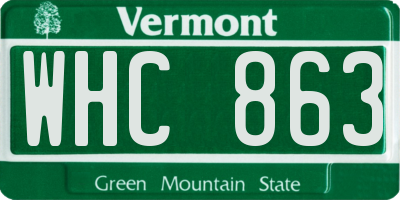 VT license plate WHC863