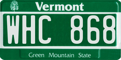 VT license plate WHC868