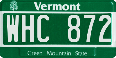 VT license plate WHC872