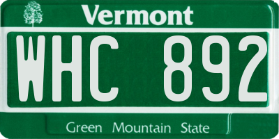 VT license plate WHC892