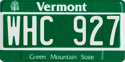 VT license plate WHC927