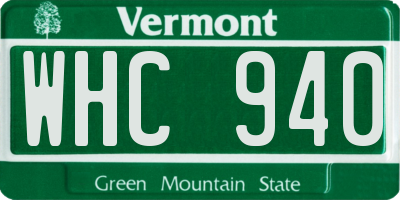 VT license plate WHC940