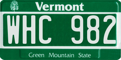 VT license plate WHC982