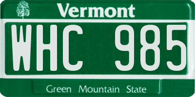 VT license plate WHC985