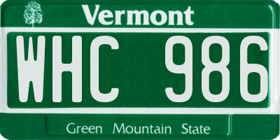 VT license plate WHC986