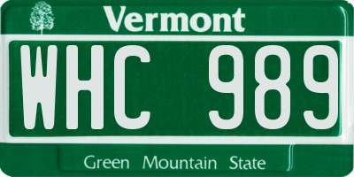 VT license plate WHC989
