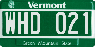VT license plate WHD021