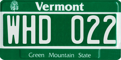 VT license plate WHD022