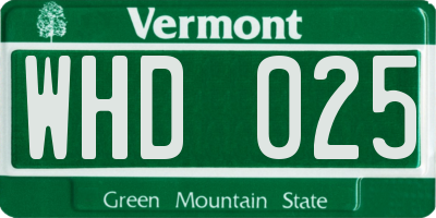 VT license plate WHD025