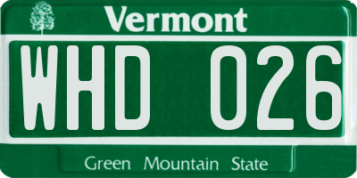 VT license plate WHD026