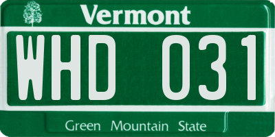 VT license plate WHD031