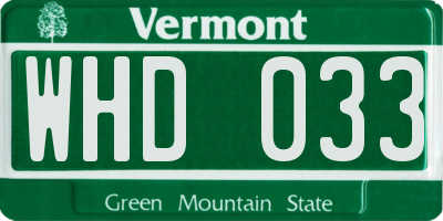 VT license plate WHD033