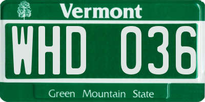 VT license plate WHD036