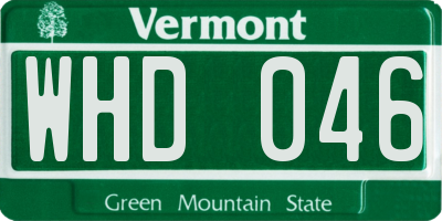 VT license plate WHD046