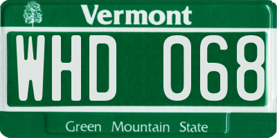VT license plate WHD068