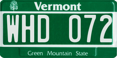 VT license plate WHD072