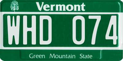 VT license plate WHD074