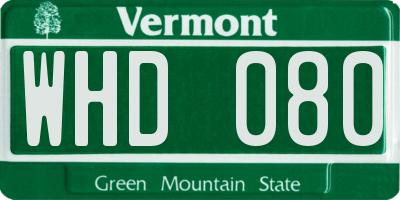 VT license plate WHD080