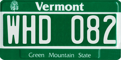 VT license plate WHD082