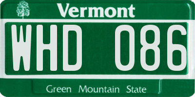 VT license plate WHD086