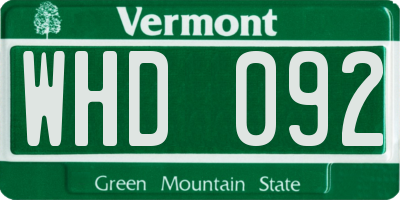 VT license plate WHD092