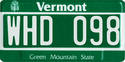 VT license plate WHD098