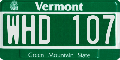 VT license plate WHD107