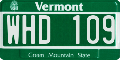 VT license plate WHD109