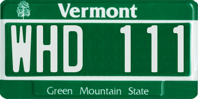 VT license plate WHD111