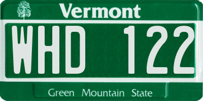 VT license plate WHD122