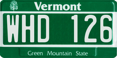 VT license plate WHD126