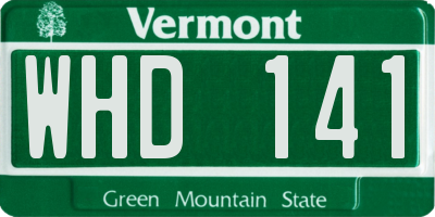 VT license plate WHD141
