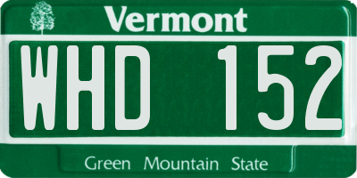 VT license plate WHD152