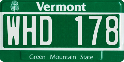 VT license plate WHD178