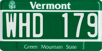 VT license plate WHD179