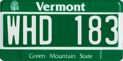 VT license plate WHD183