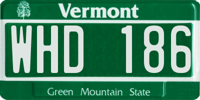 VT license plate WHD186