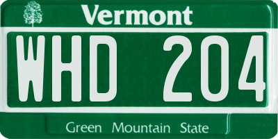 VT license plate WHD204