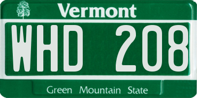 VT license plate WHD208