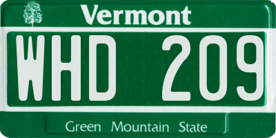 VT license plate WHD209