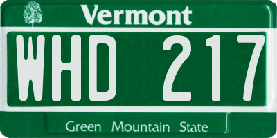 VT license plate WHD217