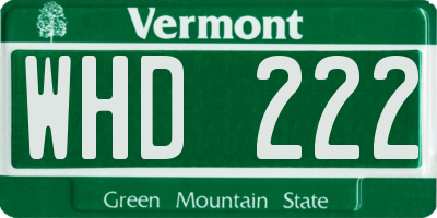 VT license plate WHD222